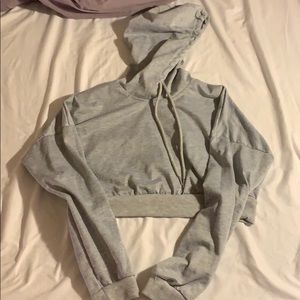 cropped hoodie with elastic band at torso/sleeves